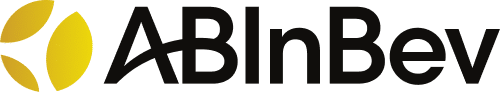 AB InBev logo featuring stylized black text AB InBev next to a yellow and white circular graphic, all on a light background.