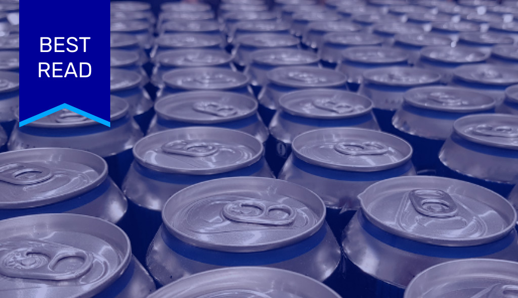 A group of cans with the words best read in the beverage industry.