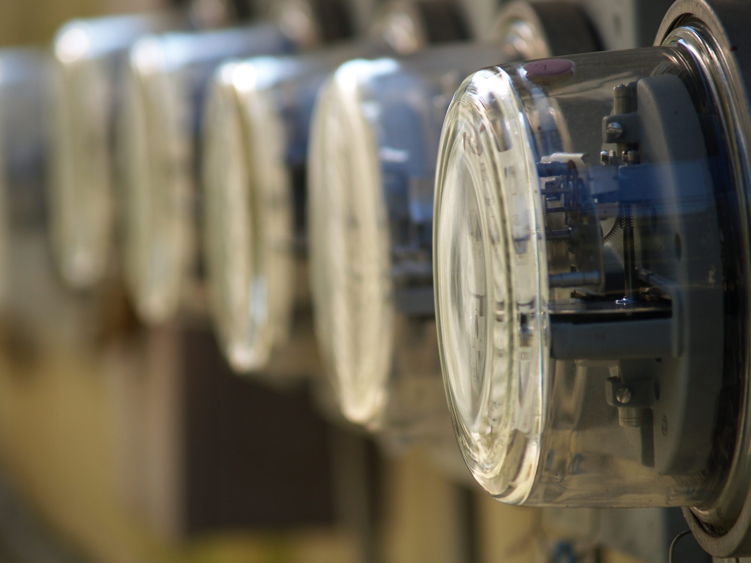 Row of Electric Meters Array