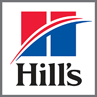 Hill's Pet Nutrition logo featuring a red and blue geometric design above the word "Hill's" in black text on a white background with a gray border, representing the trusted quality of Hill's Pet Nutrition.
