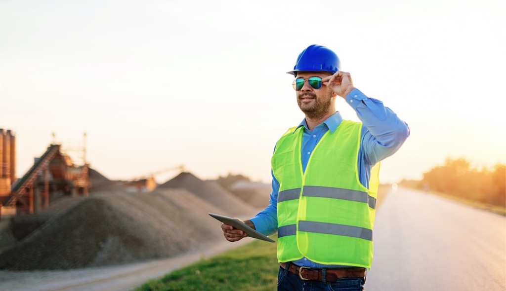 Picture of mining engineer looking over operation