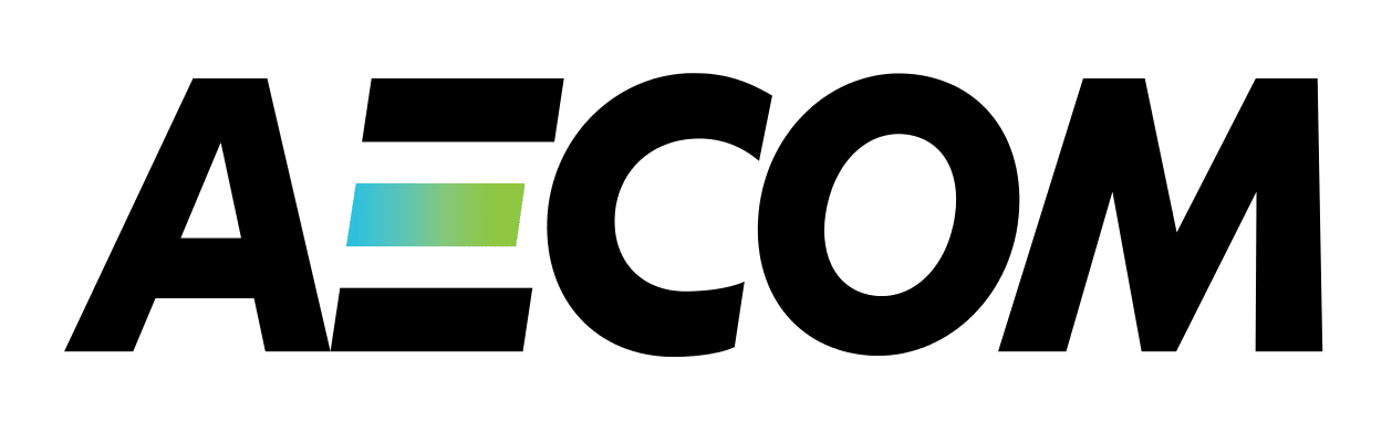 Aecom logo on a commercial green background.