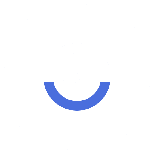 A graphic with AI in the center, surrounded by a partial blue ring and eight connected circular nodes, representing a network or artificial intelligence concept on a light gray background.