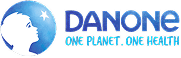 Danone logo featuring a blue silhouette of a child looking up at a star, with the text DANONE and the slogan ONE PLANET. ONE HEALTH.