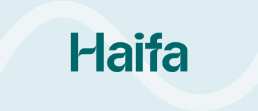 A blue background with the word Haifa and "Contact us".