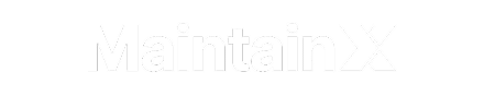 White text on a light gray background reads MaintainX with the X in bold font.
