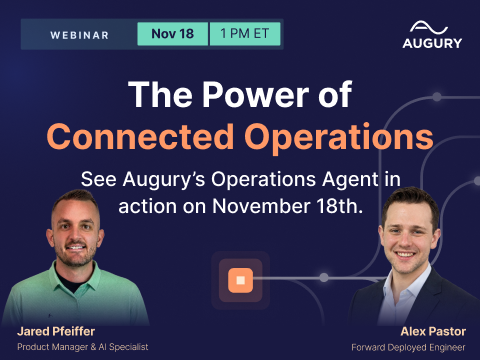Join us Wednesday, Nov. 18th at 1 PM ET to see how Augury’s Operations Agent combines production, process, and reliability data with your team’s expertise. Register for our webinar for free today.