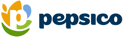 PepsiCo logo featuring a stylized lowercase p with colorful leaf-like shapes in orange, blue, and green, next to the word pepsico in bold, dark blue lowercase letters.