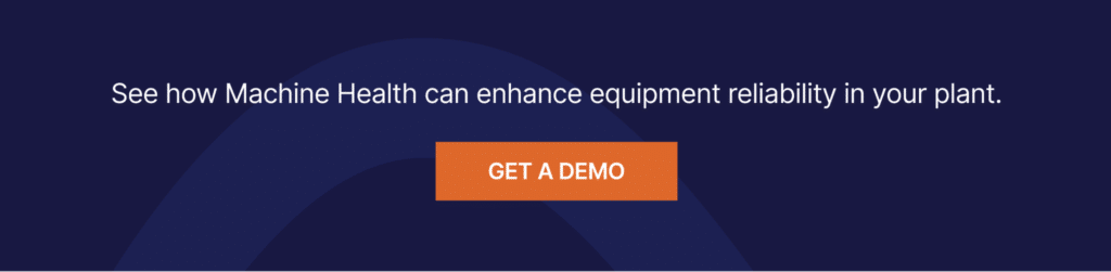 A banner inviting readers to get a demo and see how Machine Health improves equipment reliability.
