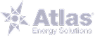 The logo features a stylized sun with rays on the left, next to the bold word Atlas and the smaller text Energy Solutions below it. The design is in light gray or lavender tones on a white background.