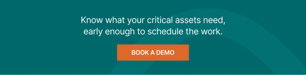 A banner inviting readers to book a demo and see what their critical assets need, early enough to schedule the work.