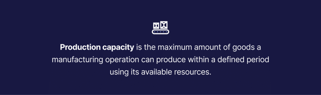 The definition of production capacity in manufacturing.